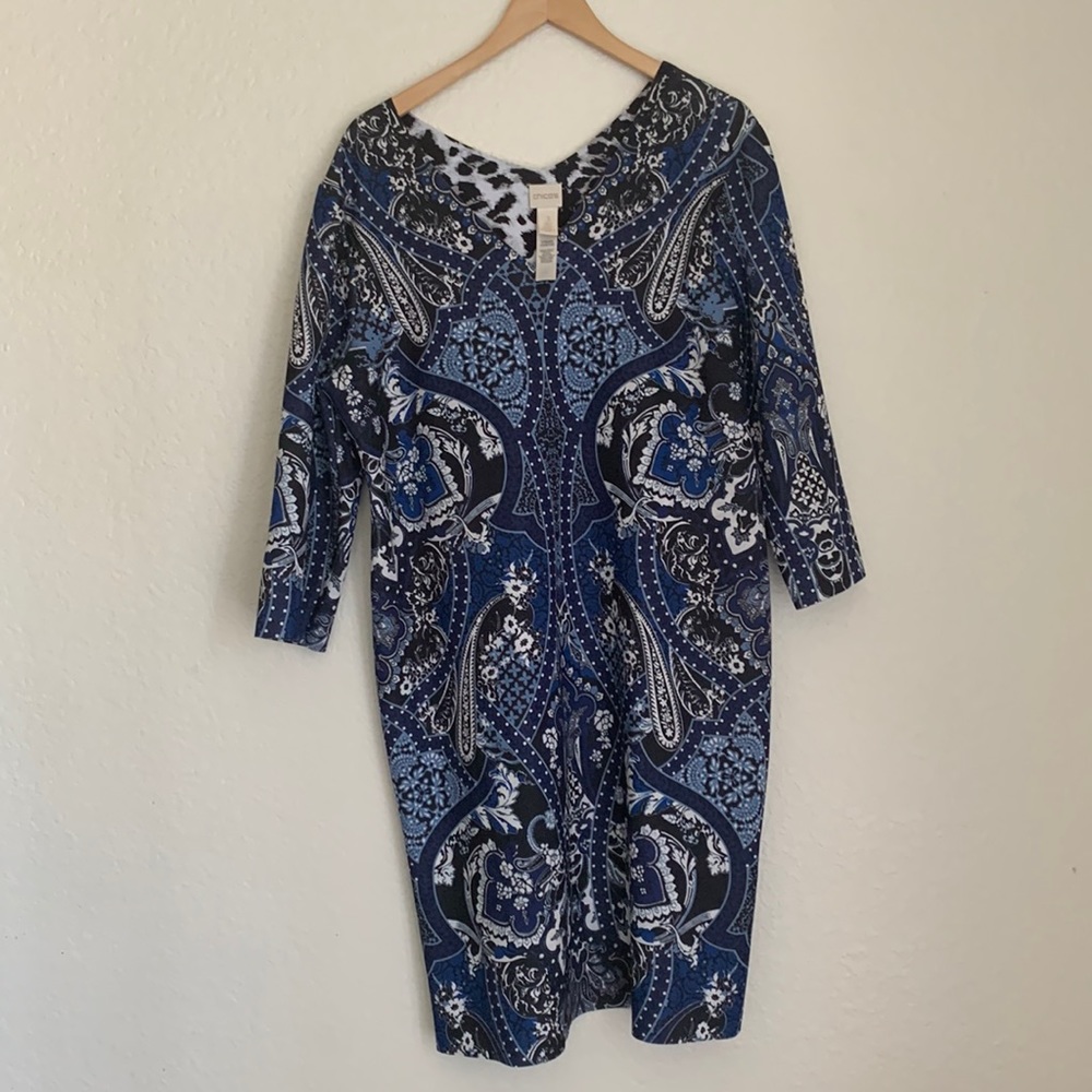 Navy blue, white and black dress